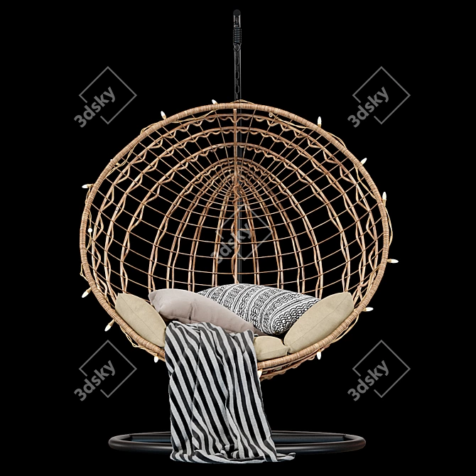 Handcrafted Wicker Swing Chair 3D model image 2