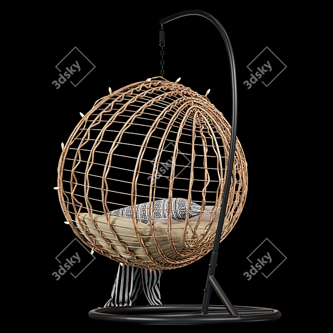 Handcrafted Wicker Swing Chair 3D model image 3