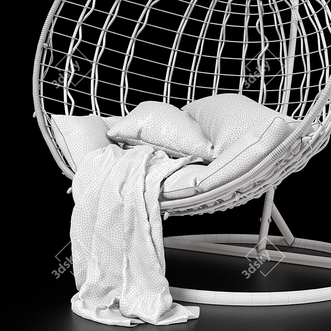 Handcrafted Wicker Swing Chair 3D model image 4