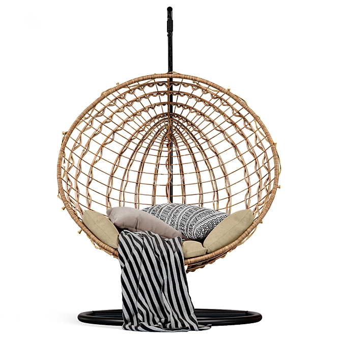 Handcrafted Wicker Swing Chair 3D model image 6