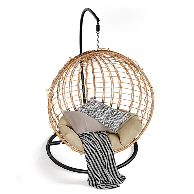 Handcrafted Wicker Swing Chair 3D model image 7