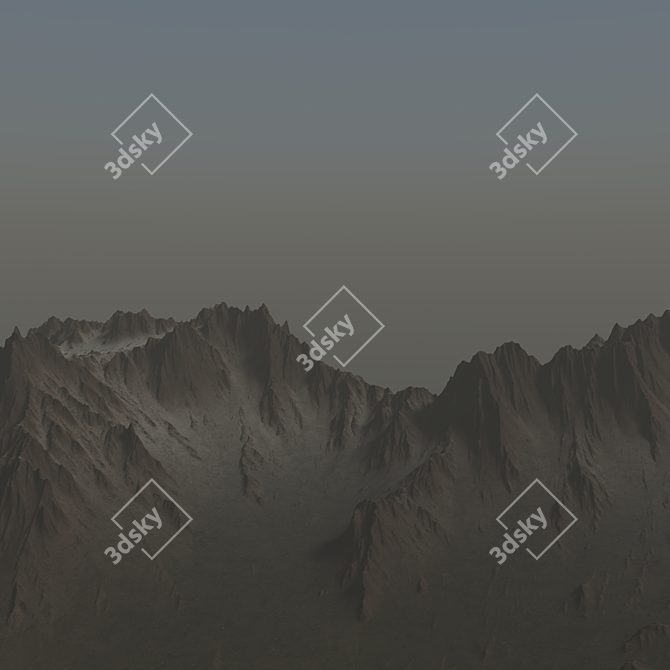 Snowy Peaks 3D Mountain Model 3D model image 4