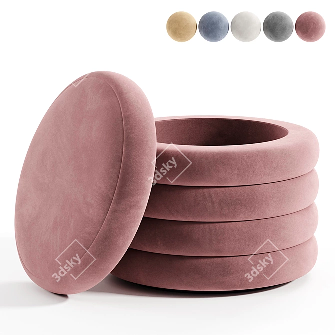 "Poul Pouf in 5 Color Options 3D model image 4