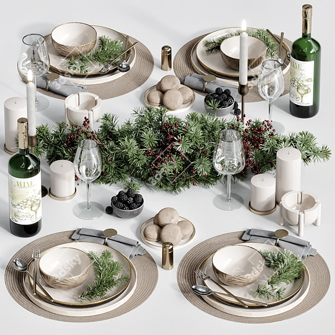  High-Quality Table Set 08 3D model image 1