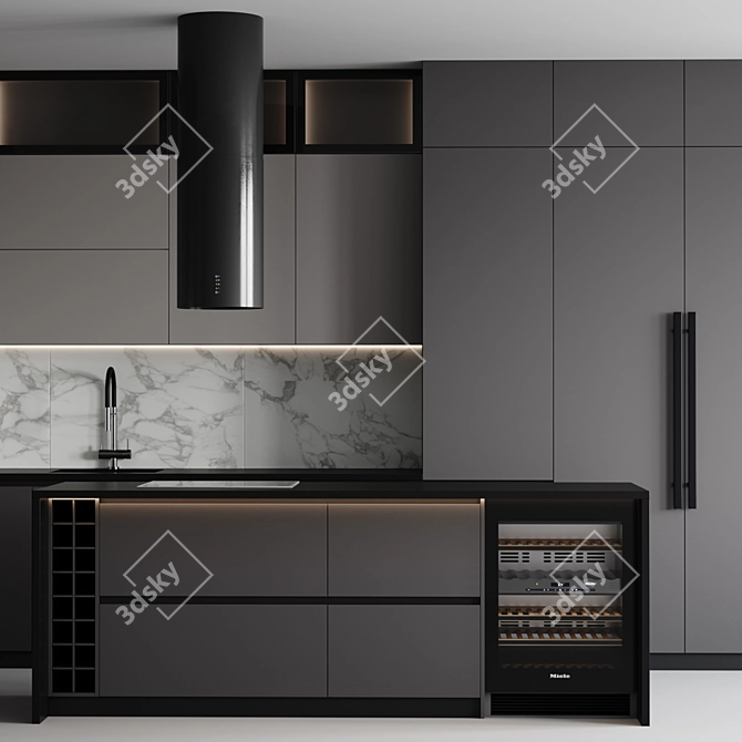 Customizable Modern Kitchen Set 3D model image 5