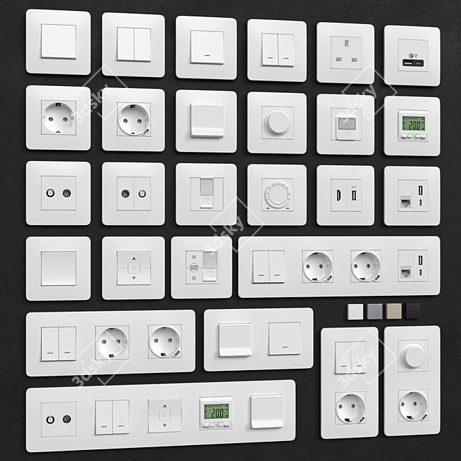 Unica Studio Switches and Sockets 3D model image 1