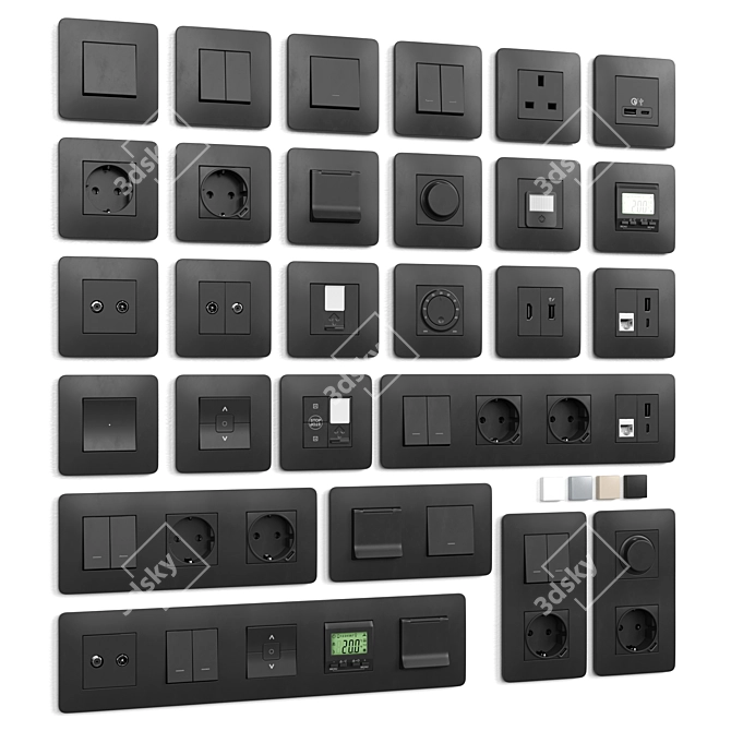 Unica Studio Switches and Sockets 3D model image 2