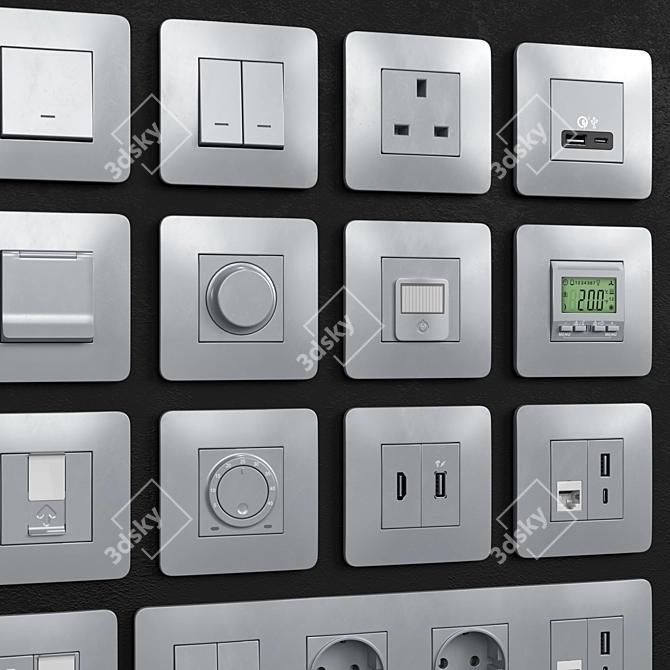 Unica Studio Switches and Sockets 3D model image 3