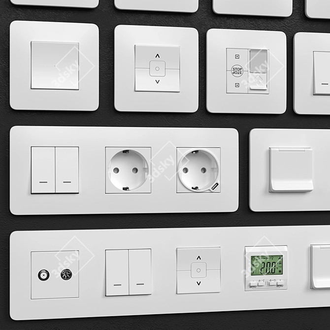 Unica Studio Switches and Sockets 3D model image 5