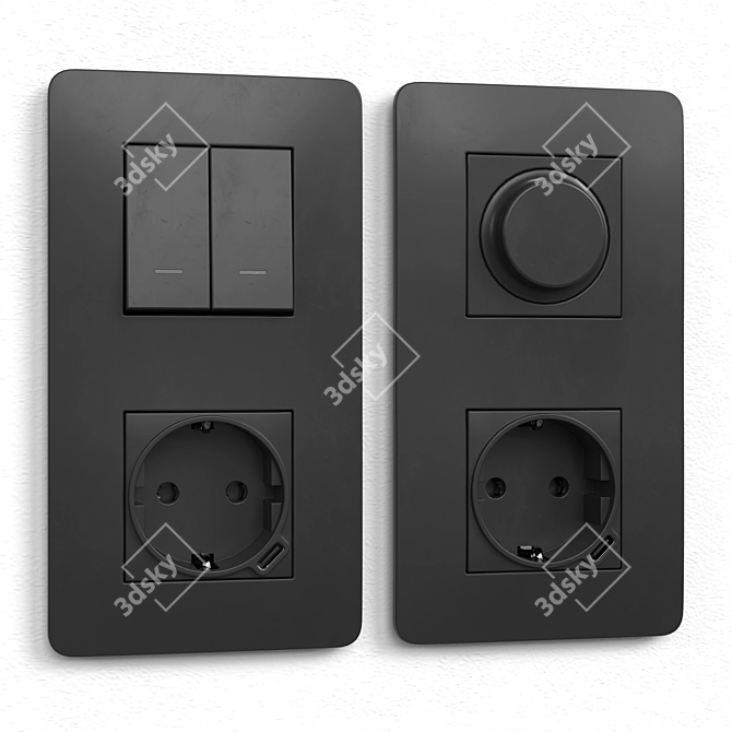 Unica Studio Switches and Sockets 3D model image 6