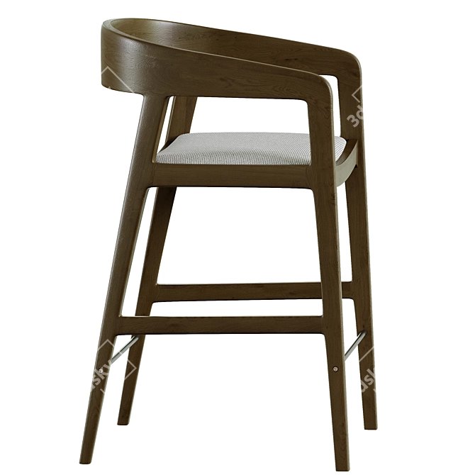 Grey Oak Semi-Bar Stool 3D model image 6