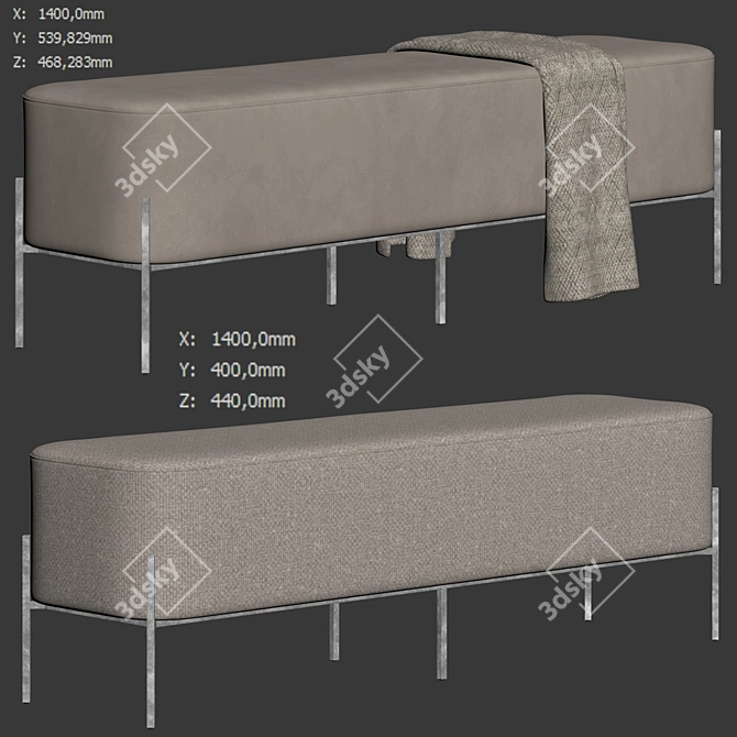 Harper Velvet Bench Westwing 3D model image 6