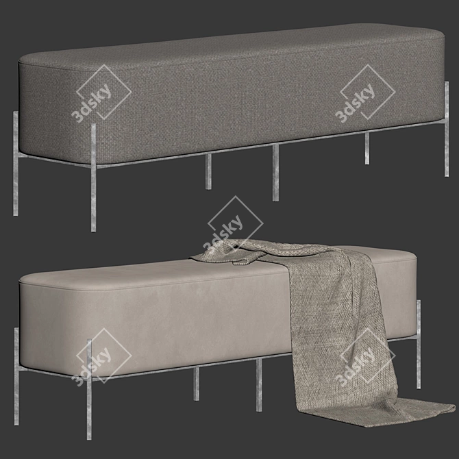 Harper Velvet Bench Westwing 3D model image 7