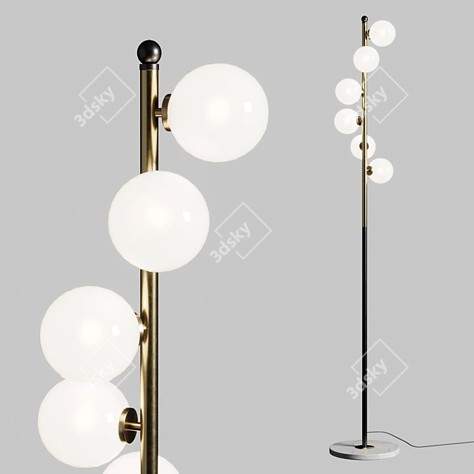 Contemporary Marble Base Glass Floor Lamp 3D model image 2