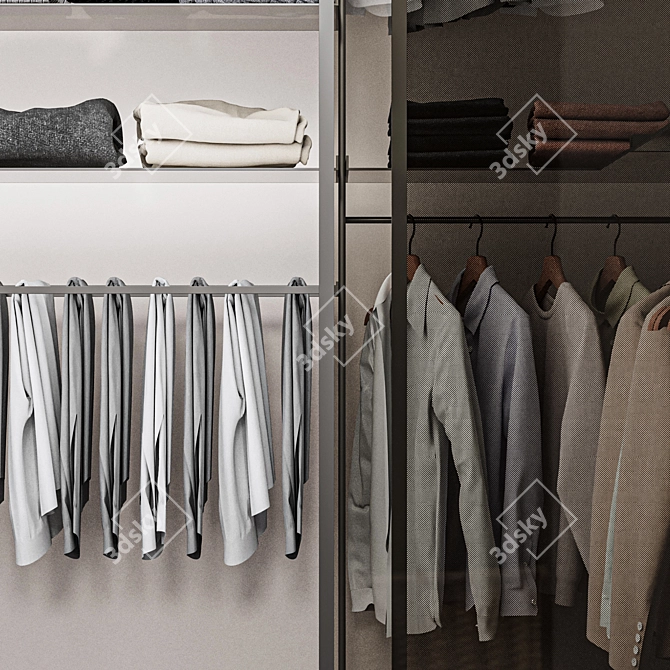 Modern Style Wardrobe System with Storage 3D model image 3