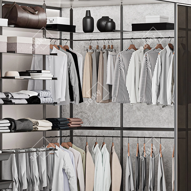 Modern Style Wardrobe System with Storage 3D model image 4