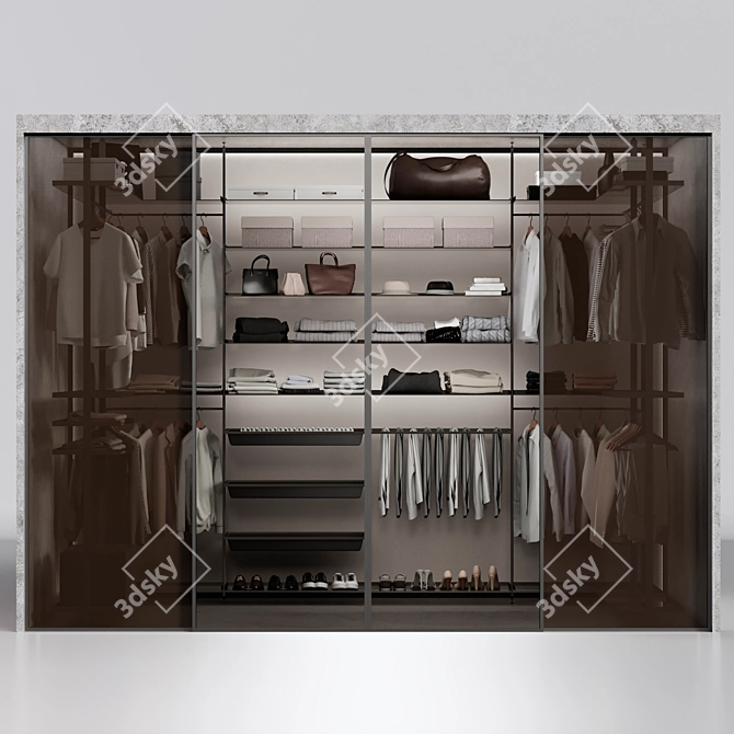 Modern Style Wardrobe System with Storage 3D model image 6