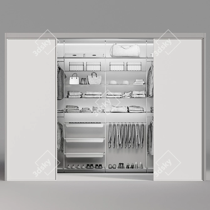 Modern Style Wardrobe System with Storage 3D model image 7