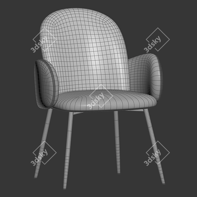 Cozy Wave Boucle Chair Stool 3D model image 4