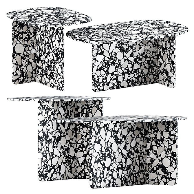 Modern Marble Coffee Tables Set 3D model image 3