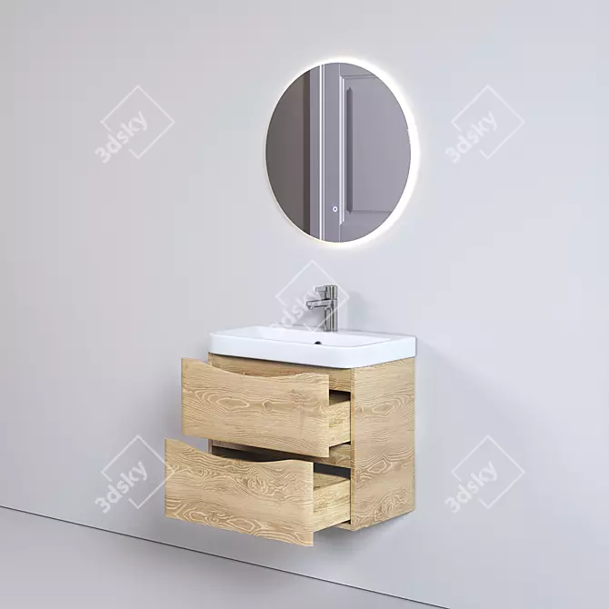 Oak Integrated Handle Storage System 3D model image 5