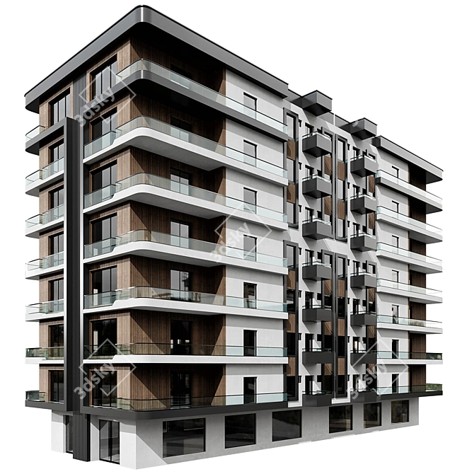 Modern Residential Building No86 3D model image 1