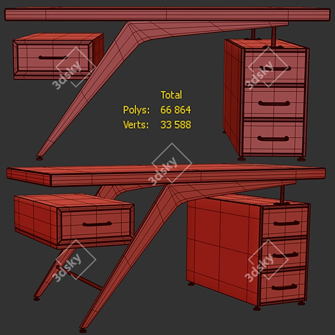 Corona 5 Office Desk Model 3D model image 2