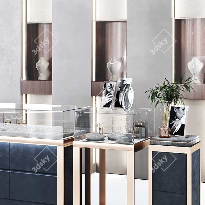 Elegant Jewelry Store Display Stand 3D model image 6