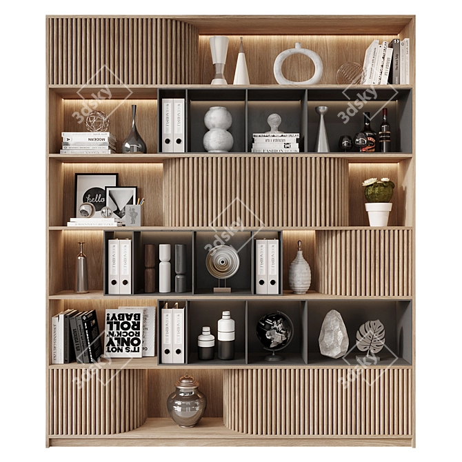 Modern Bookshelf Decor GHS-2523 3D model image 1