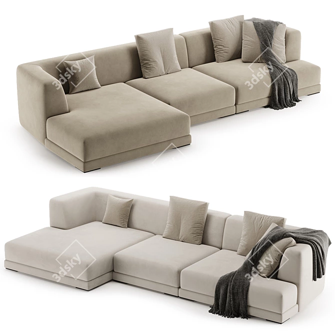 De Padova Alberese Chaise Sofa 3D model image 1