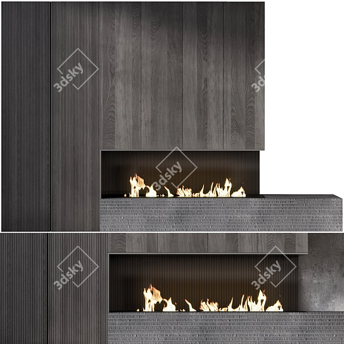 Modern Fireplace Design 3D Model 3D model image 2