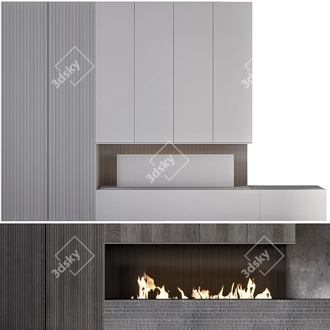 Modern Fireplace Design 3D Model 3D model image 5