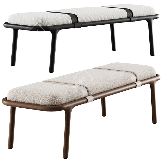 Belts Upholstered Bench: Modern Elegance 3D model image 2