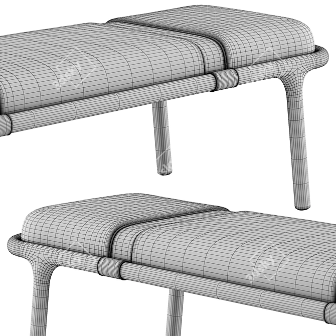 Belts Upholstered Bench: Modern Elegance 3D model image 5