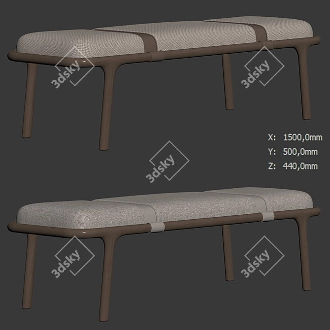 Belts Upholstered Bench: Modern Elegance 3D model image 6