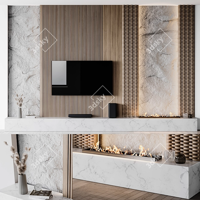 Contemporary TV Wall Set 3D model image 2