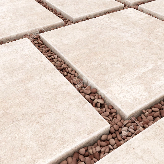 Smoothed Paving Pebble Textures 3D model image 2