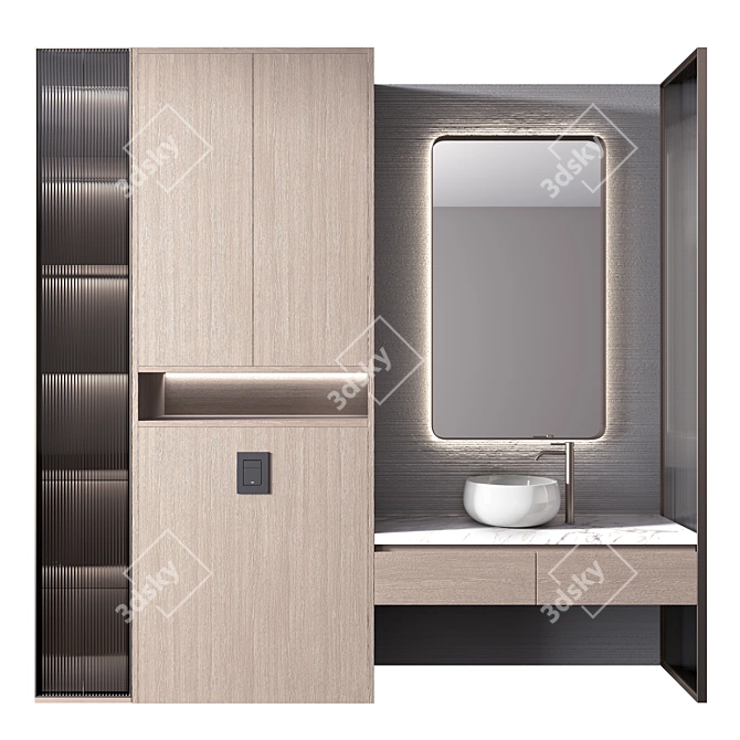 Modern Glass-door Bathroom Furniture 3D model image 1