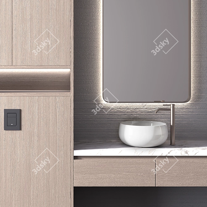 Modern Glass-door Bathroom Furniture 3D model image 2