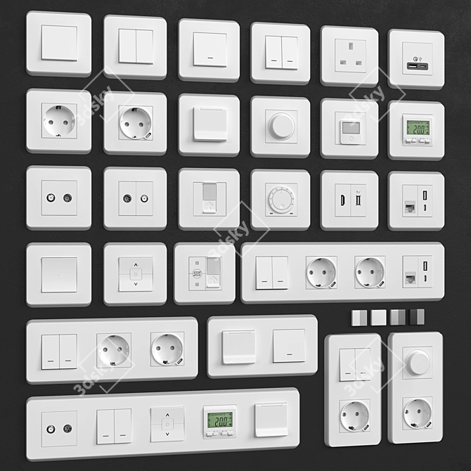 Schneider Unica Pro Switches & Sockets 3D model image 2