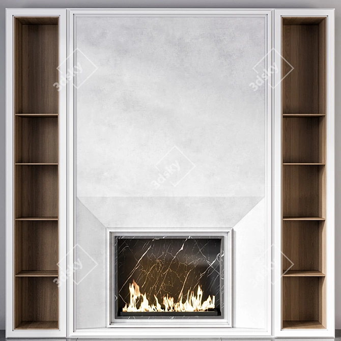 Modern Minimalist Fireplace Model 3D model image 1