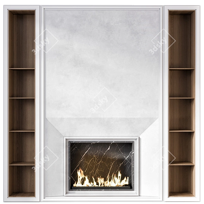 Modern Minimalist Fireplace Model 3D model image 3