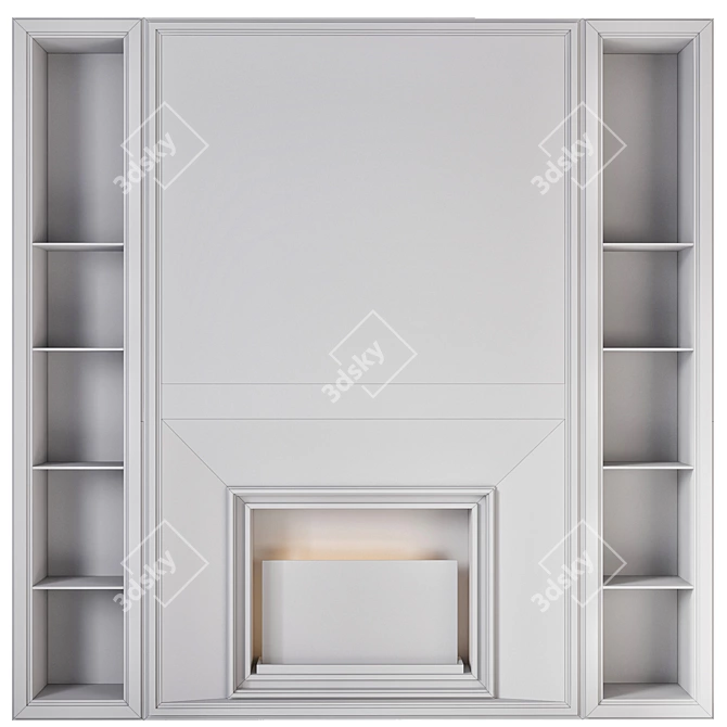 Modern Minimalist Fireplace Model 3D model image 5