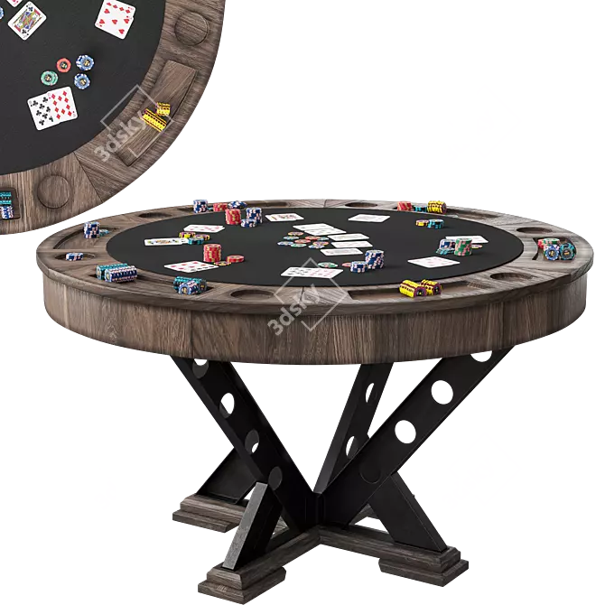 Vienna Convertible Poker Dining Table 3D model image 1