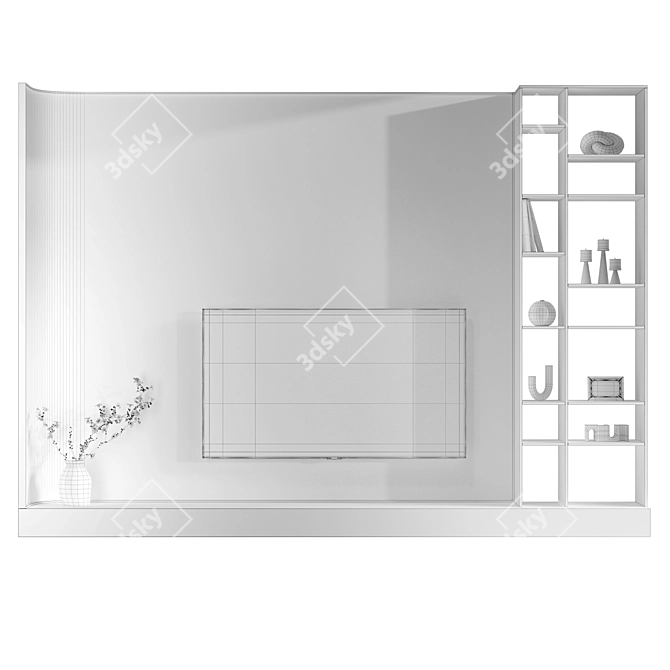 Sleek TV Wall Composition 3D model image 4