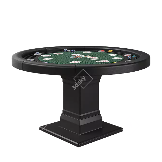 Green 55" Round Poker Table 3D model image 2