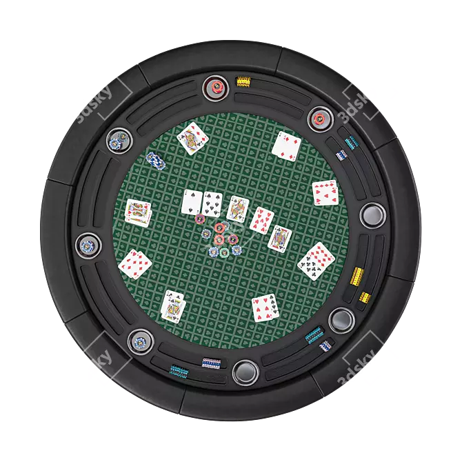 Green 55" Round Poker Table 3D model image 3