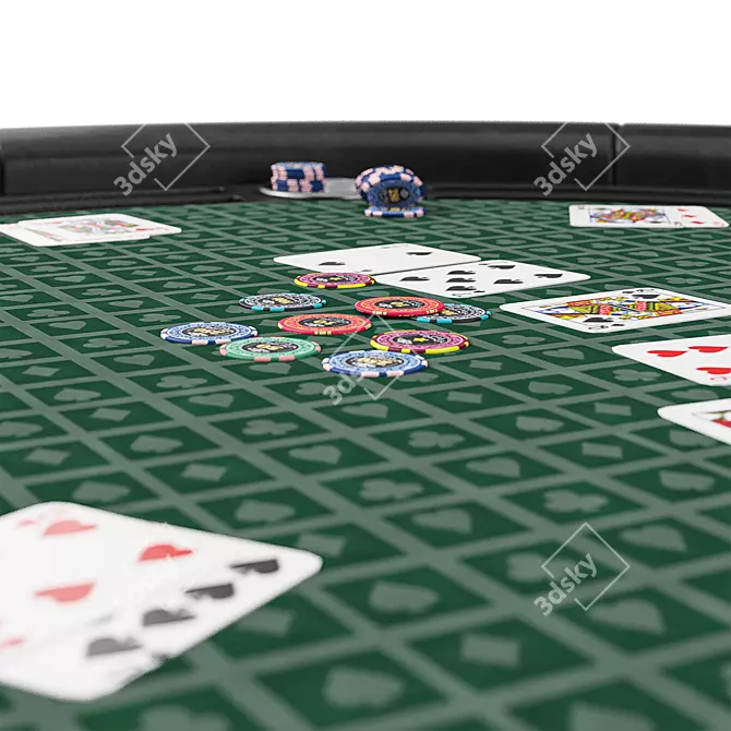 Green 55" Round Poker Table 3D model image 4