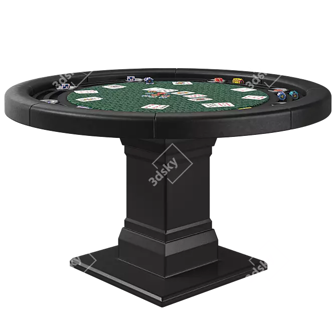 Green 55" Round Poker Table 3D model image 6