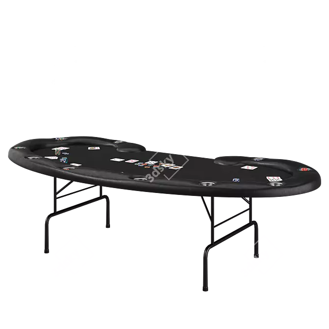 Foldable Poker Table with Steel Cupholders 3D model image 2